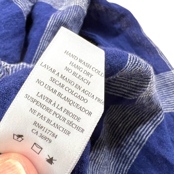 Rails Charli Linen Blend Button-Down Shirt Patriot Blue White Size Small - Picture 12 of 12